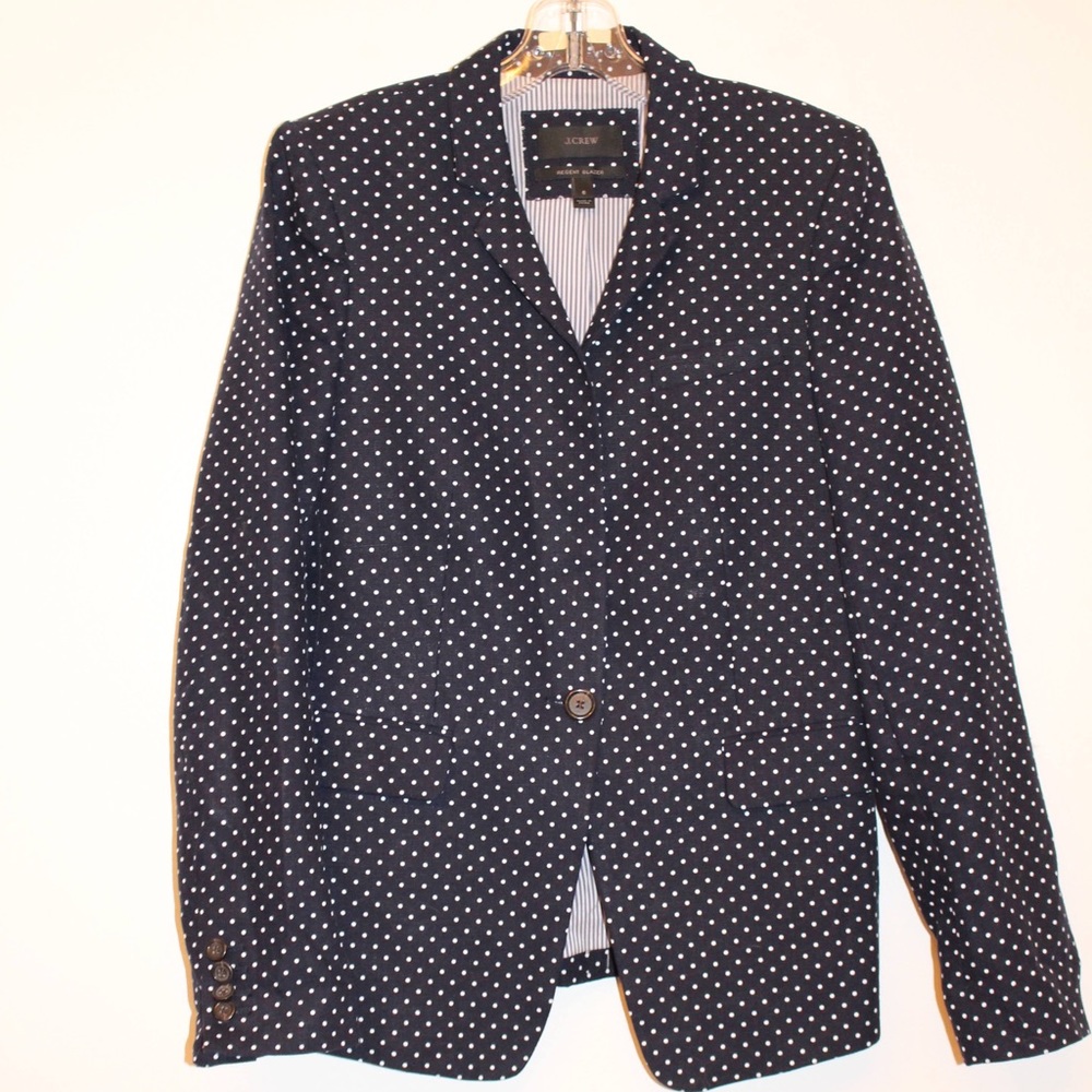 J Crew Schoolboy Blue White Polka Dots Blazer